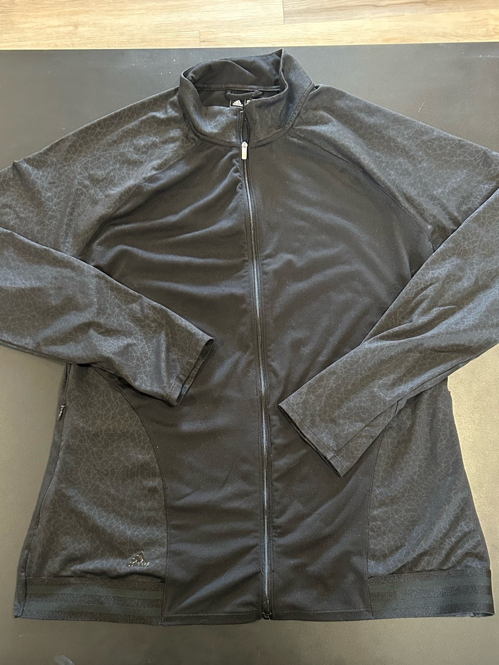 adidas Black Full-Zip Utility Jacket with Subtle Pattern